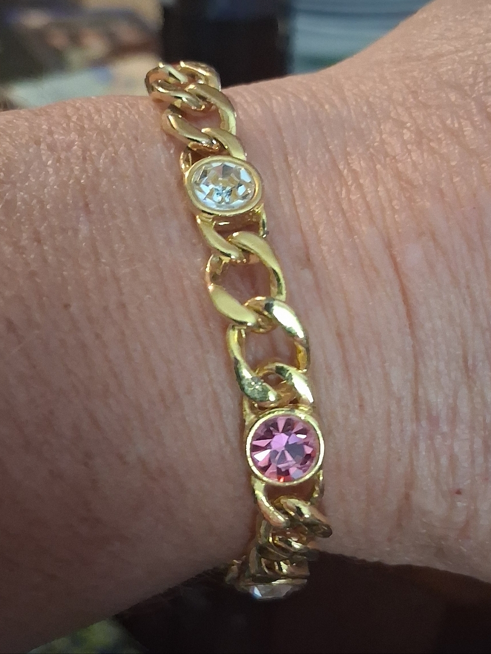 Gold Tone CZ Tennis Bracelet 7"